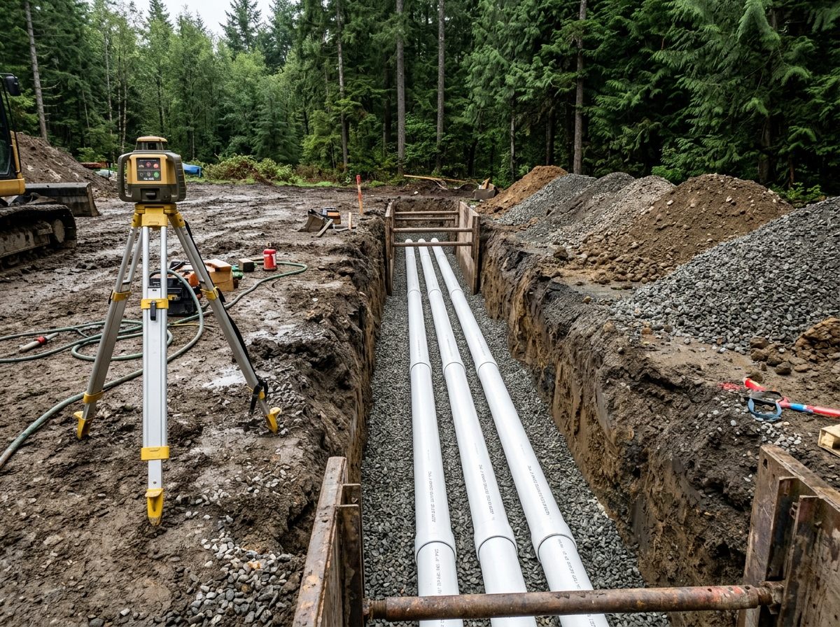 White PVC pipe laid in an open utility trench
